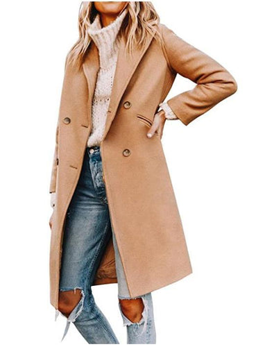 Chic and stylish double-breasted casual coat for women