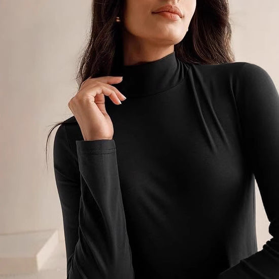 Ladies Elegant Maxi Dress with Long Sleeves, High Collar and Chic Flowing Skirt