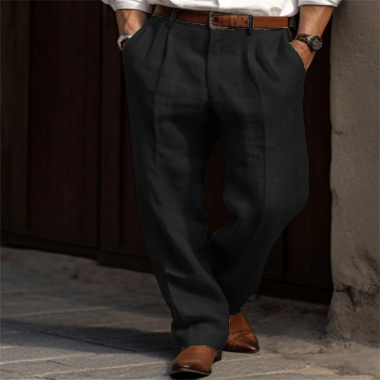 Men's Elegant Linen Trousers with Straight Leg Lune London