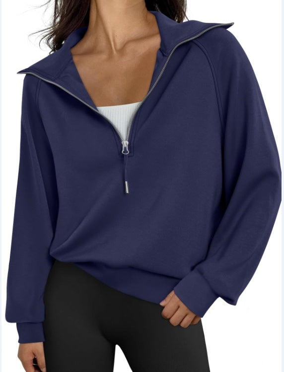 Casual pullover for women with high collar and zip Lune London