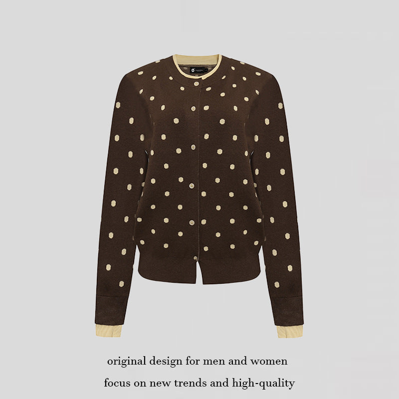 Womens Speckled Cardigan with Round Neckline, Button Placket and Layering Look Amarae