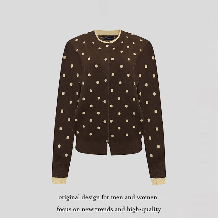 Womens Speckled Cardigan with Round Neckline, Button Placket and Layering Look Amarae