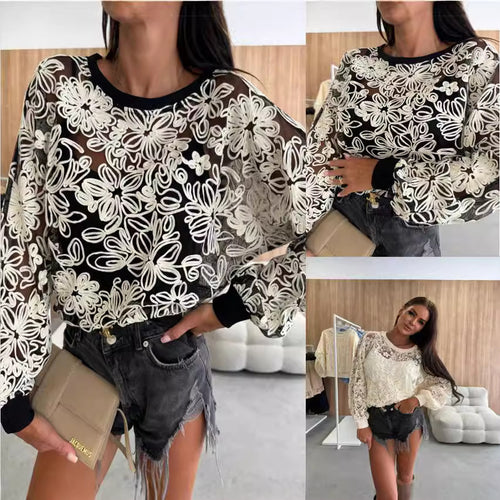 Ladies Embroidered Lace Sweater Amarae