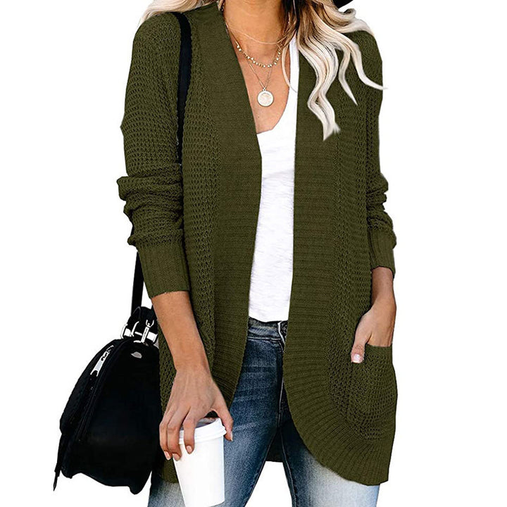 Knitted jacket for women with open front and practical pockets Lune London