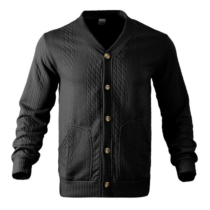Men's knitted jacket with classic design and structured pattern Lune London