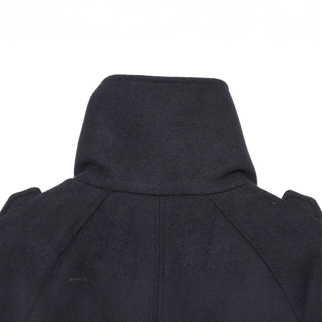Women's Short Double-Breasted Cape Coat with High Stand Collar and Epaulettes Amarae
