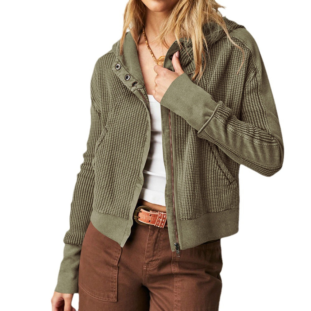 Women's Comfortable Zip Hoodie with Textured Design Lune London