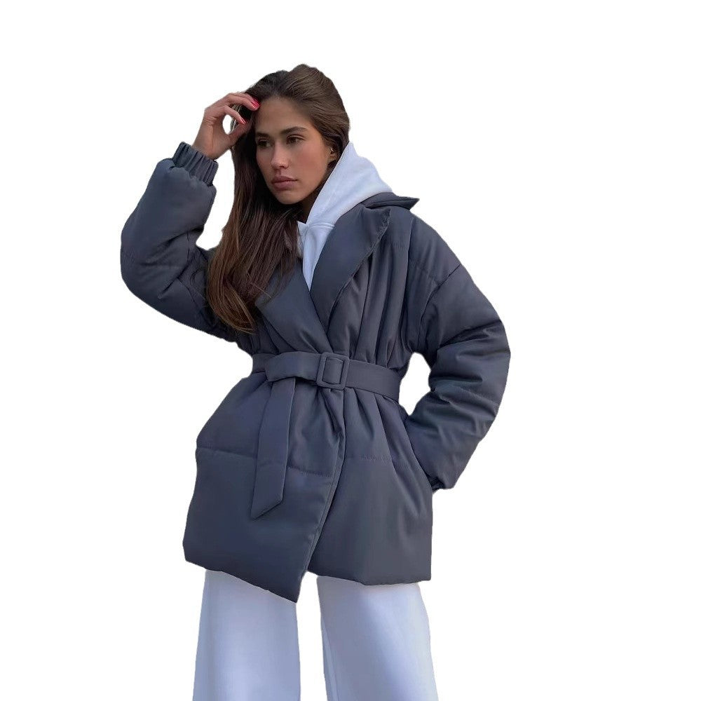 Elegant quilted coat for women with adjustable belt Amarae