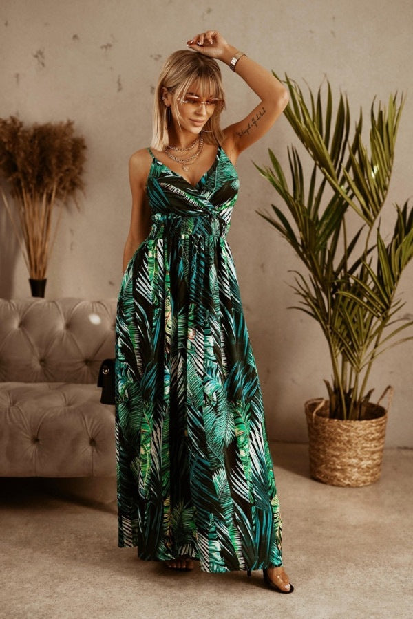 Tropical maxi dress for women with wrap design Lune London