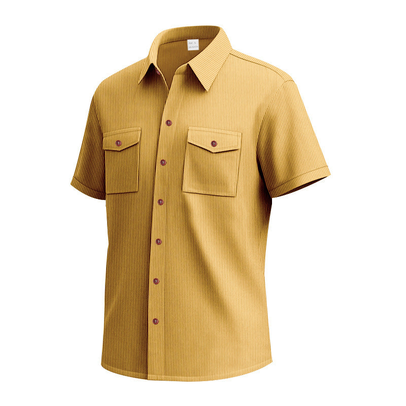 Short sleeve shirt for men with a practical striped pattern and two chest pockets Amarae
