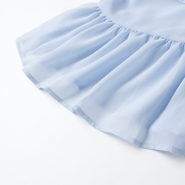 Women elegant blouse with voluminous ruffles and asymmetrical cut Lune London