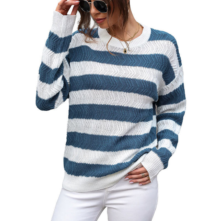 Knitted wave pattern sweater for women with voluminous sleeves Lune London