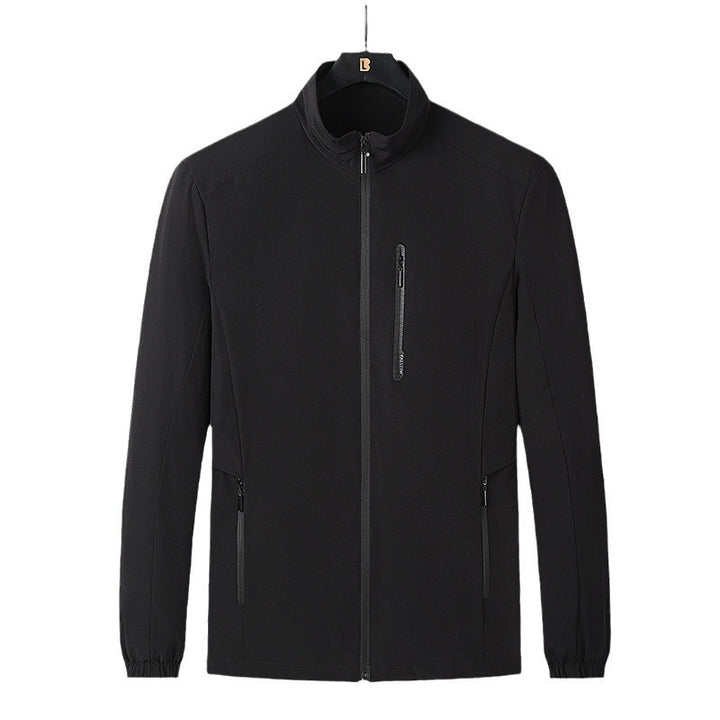 Men's Lightweight Softshell Jacket with Stand-Up Collar, Wind and Water-Repellent Surface, and Zipper Pockets Amarae