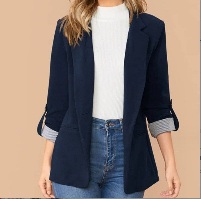Elegant and versatile blazer jacket for women with rolled-up sleeves Lune London