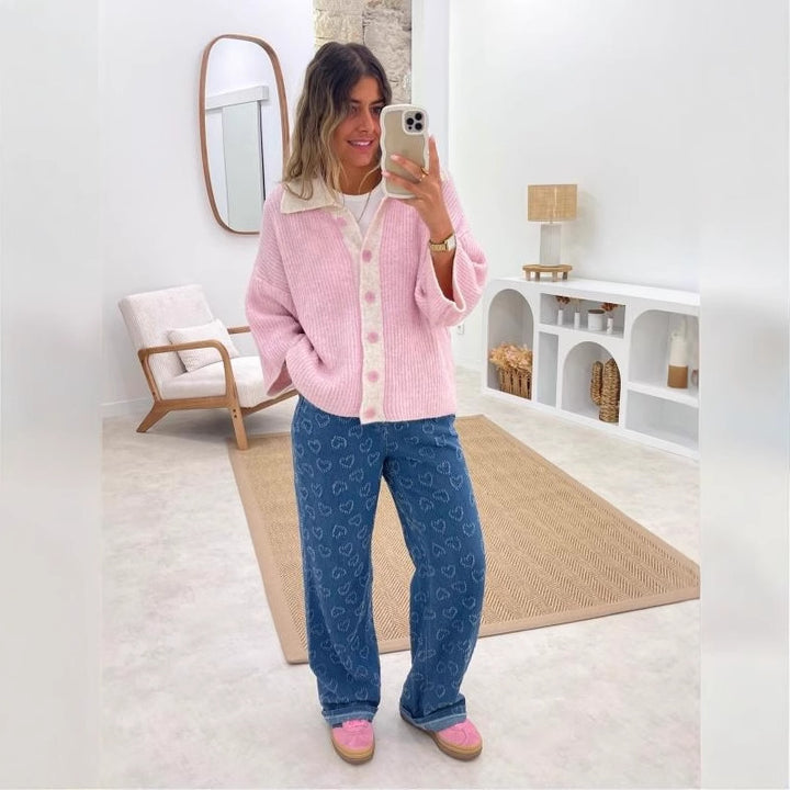 Casual fit women's jeans with floral pattern Chic & Stil