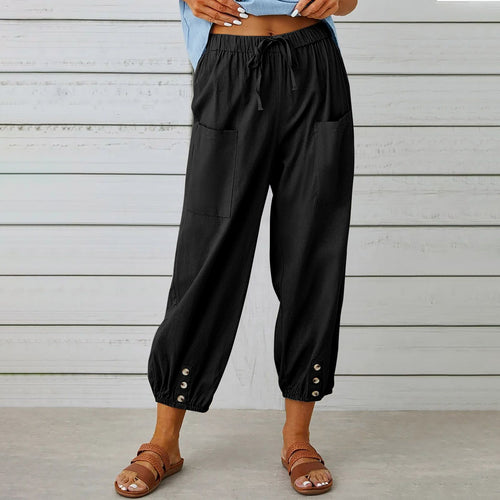 Trendy leisure pants for women with practical pockets and elastic straps Amarae