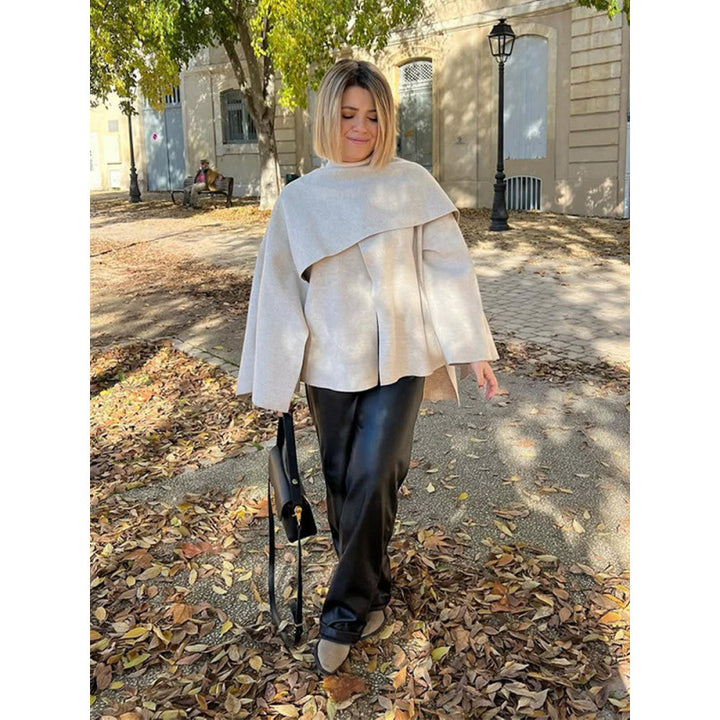 Generous size pullover for women with draped Lune London