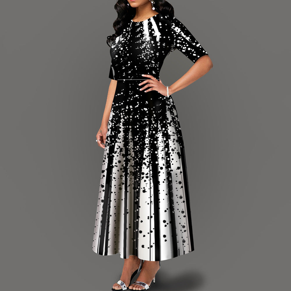 Maxi dress for women with creative splash pattern Lune London