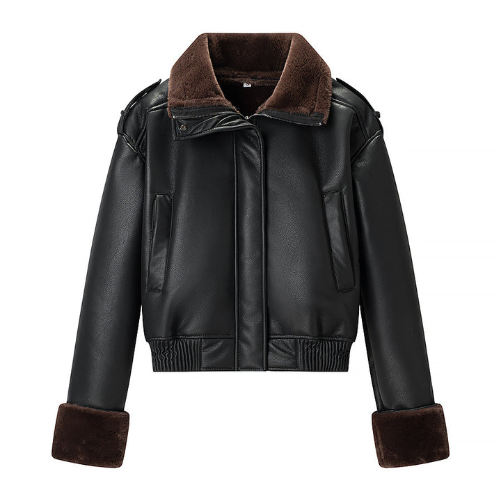 Veste en simili cuir pour femme avec doublure douce et détails matelassés Chic & Stil