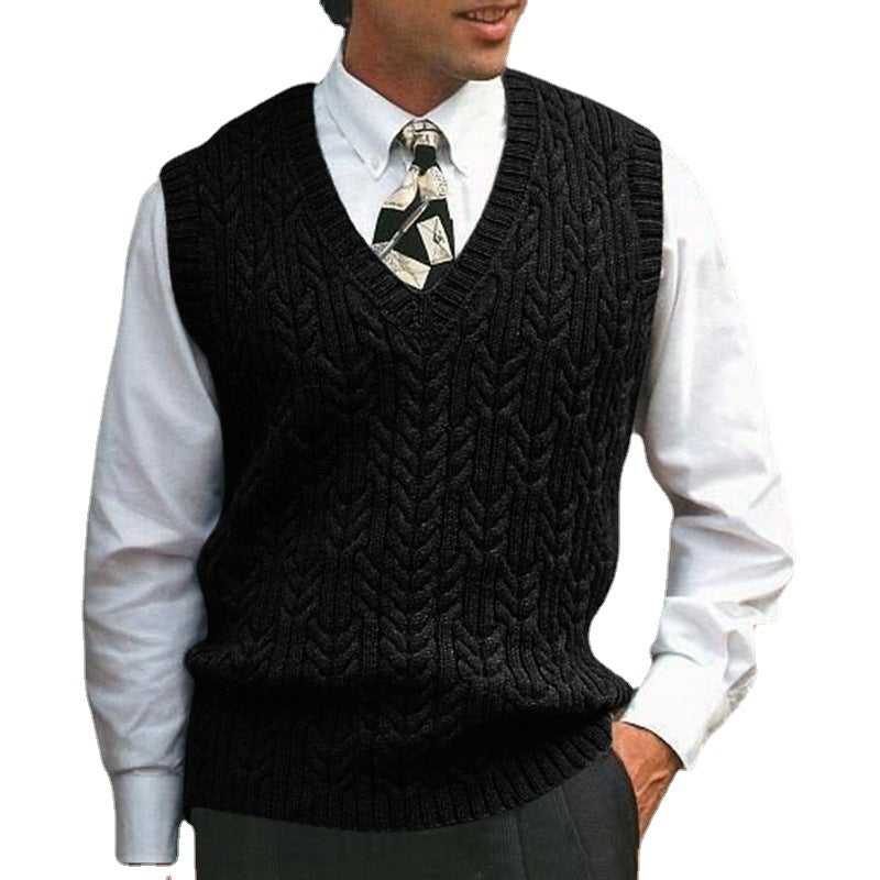 Knitted vest for men with cable knit pattern all over Lune London