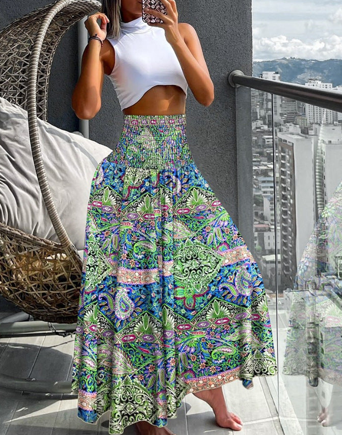 Women Bright Printed Maxi Skirt Lune London