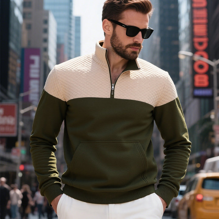 Men's hoodie with zip and textured outer material Chic and style