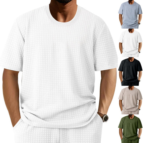 Casual men's t-shirt made of breathable cotton with textured design Amarae