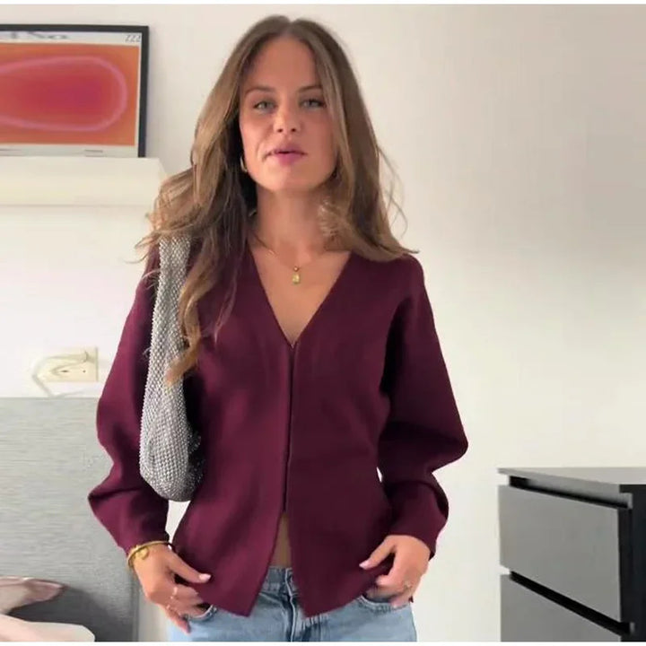 Cardigan confortable pour femmes avec décolleté en V