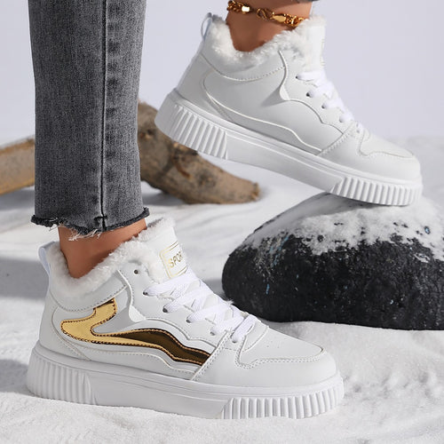Women High-top Sneakers with Warm Fleece Lining and Non-slip Sole Amarae
