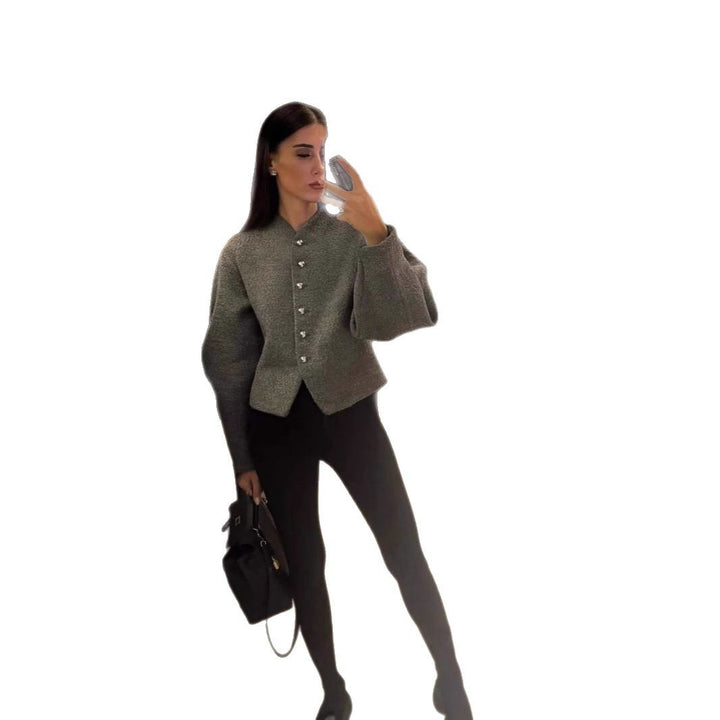 Women's comfortable wool jacket with stylish button details Amarae