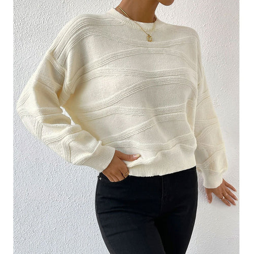 Pull en maille pour femmes avec un motif de vagues sophistiqué Chic & Stil