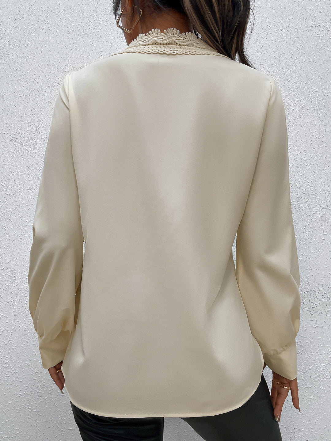 Ladies Elegant blouse with lace and button details Lune London