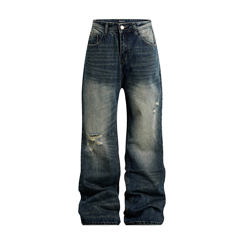Women's Loose Highwaist Distressed Denim Jeans in Palazzo Cut Amarae