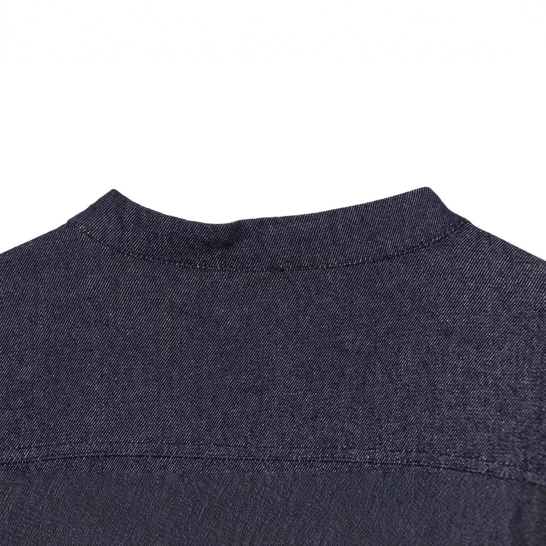 Women's Cropped Jeans Jacket in China Style with Mandarin Collars and Knot Closures Amarae
