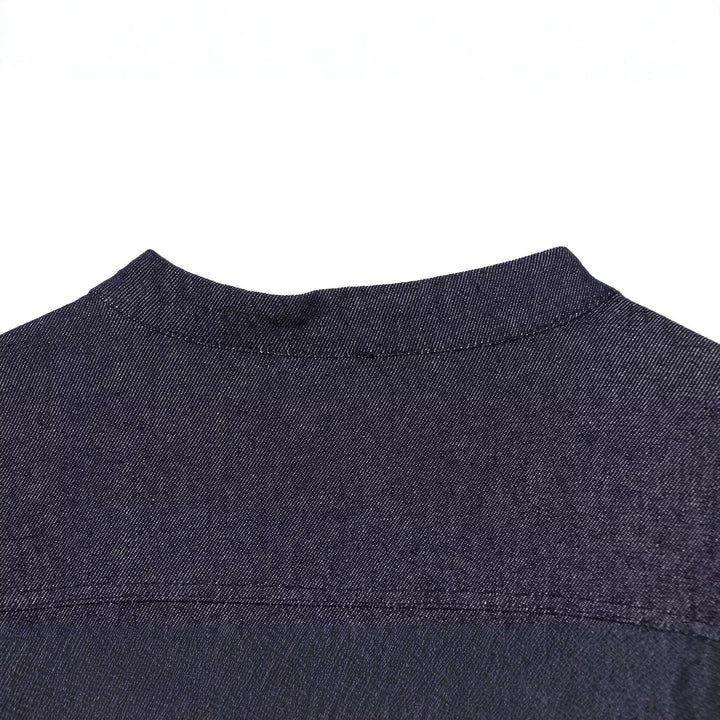 Women's Cropped Jeans Jacket in China Style with Mandarin Collars and Knot Closures Amarae