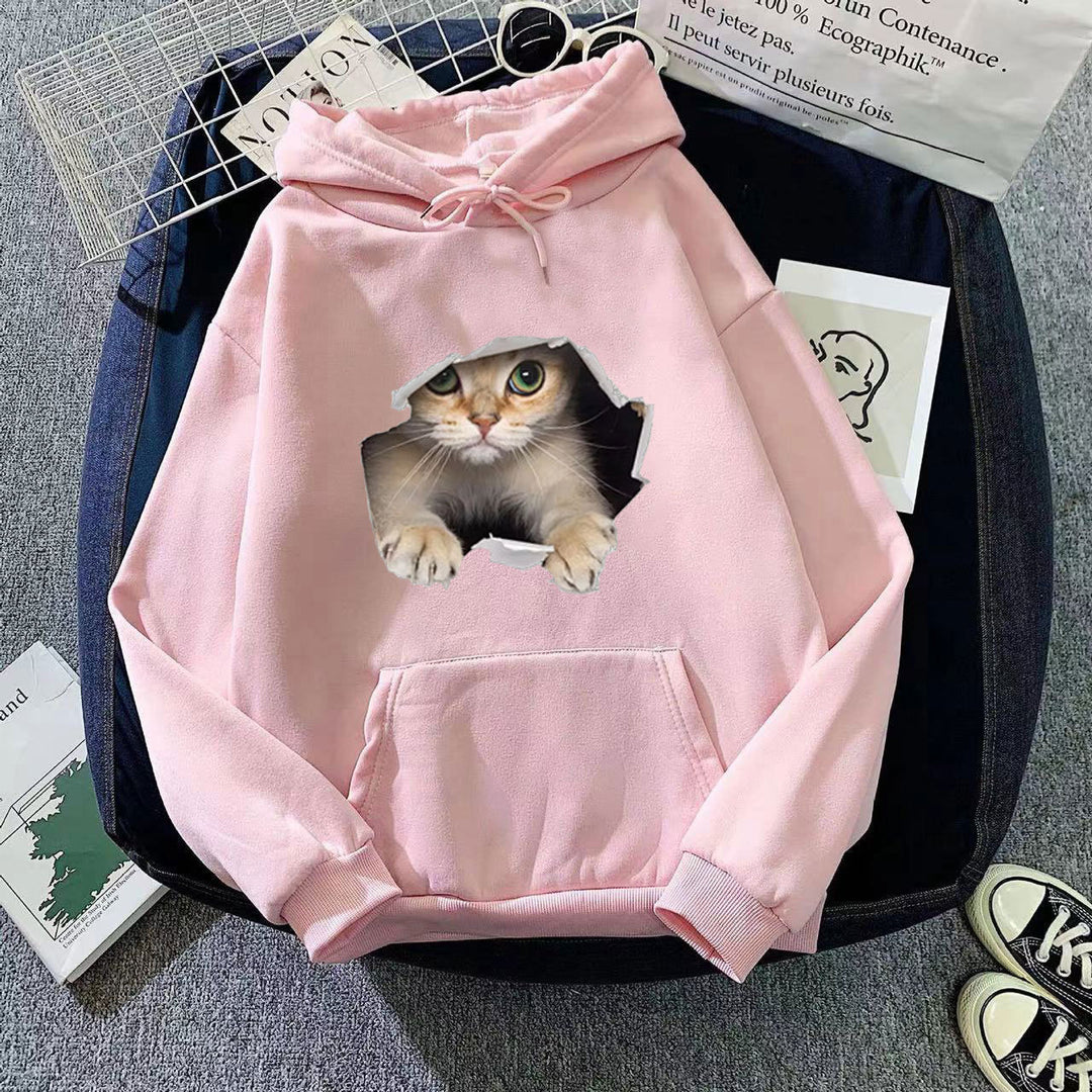 Women's hoodie with unique cat design Chic & Stil