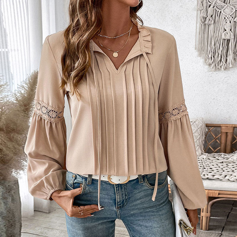 Lune London Women's shirt with fine pleats and lace