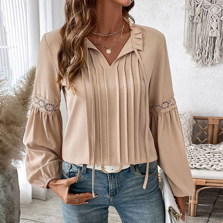 Lune London Women's shirt with fine pleats and lace