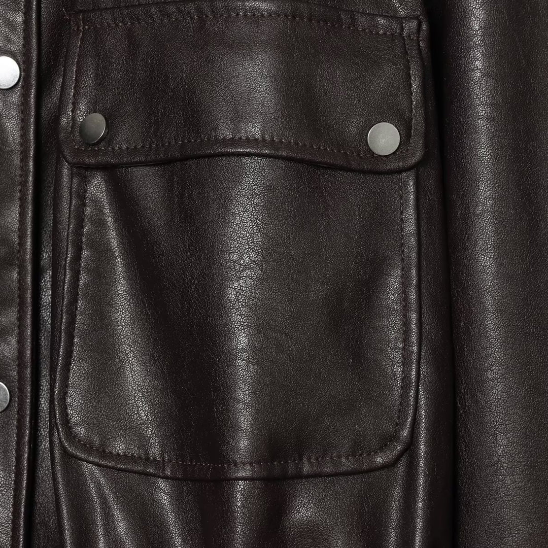 Women’s cropped jacket in oversized look made of faux leather with drawstring waist Amarae