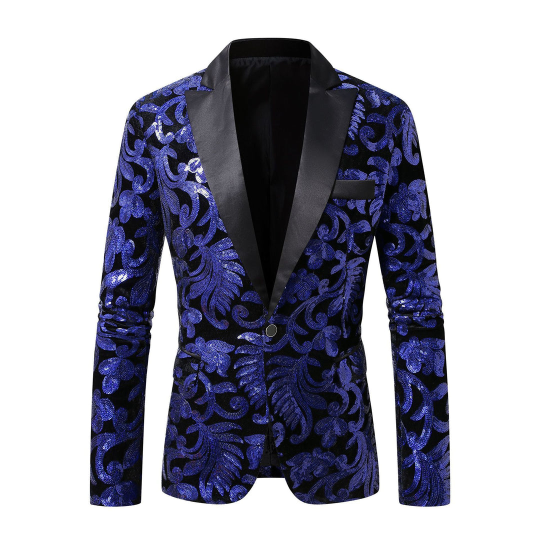 Elegant velvet jacket for men with floral sequin patterns Lune London