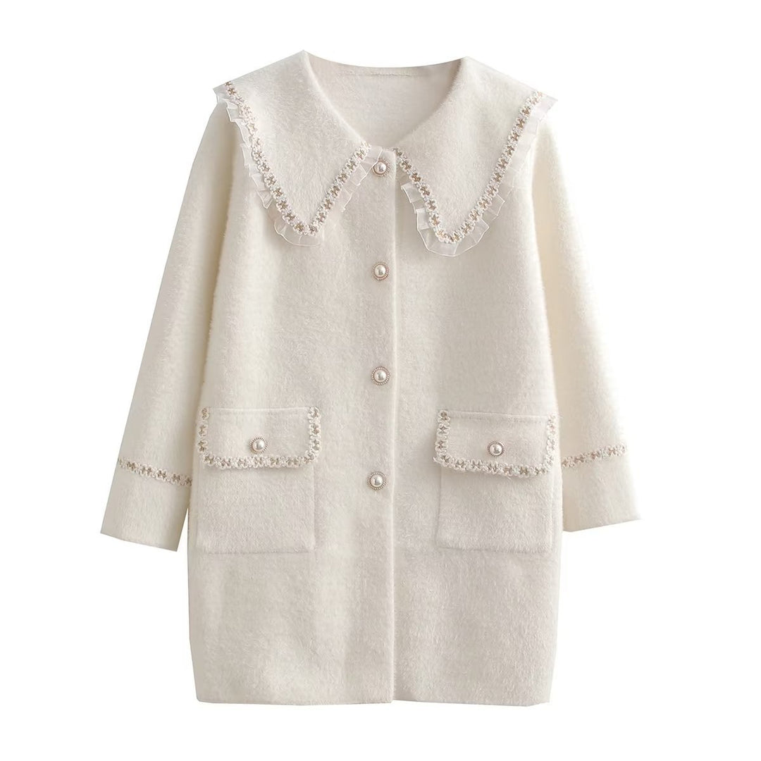 Ladies Long Sleeve Jacket with Decorative Collar and Functional Pockets Lune London