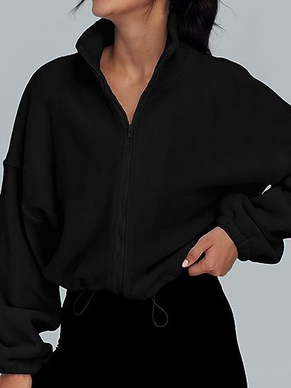 Casual zip fleece sweater for women with high collar Amarae