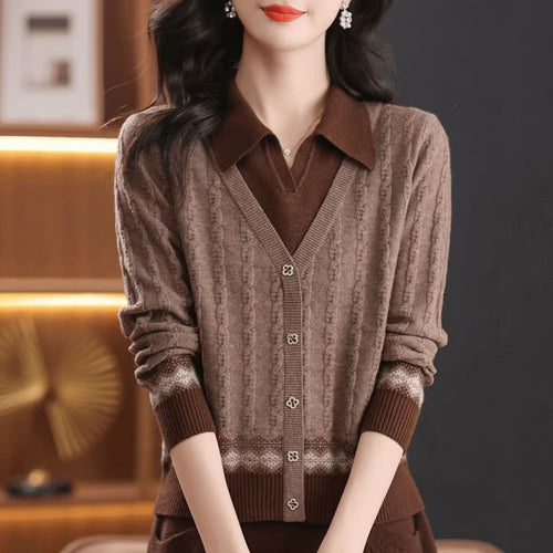 Femmes cardigan élégant avec décolleté en V Chic & Stil