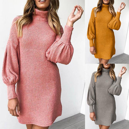 Dresses for women with high collar and voluminous sleeves Amarae