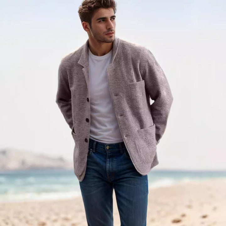 Transitional jacket for men in high-quality material with an elegant collar and practical pockets Lune London