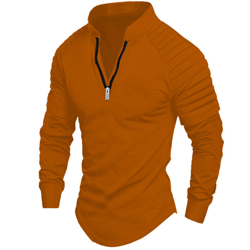 Long sleeve sport shirt for men with high collar and zip Lune London