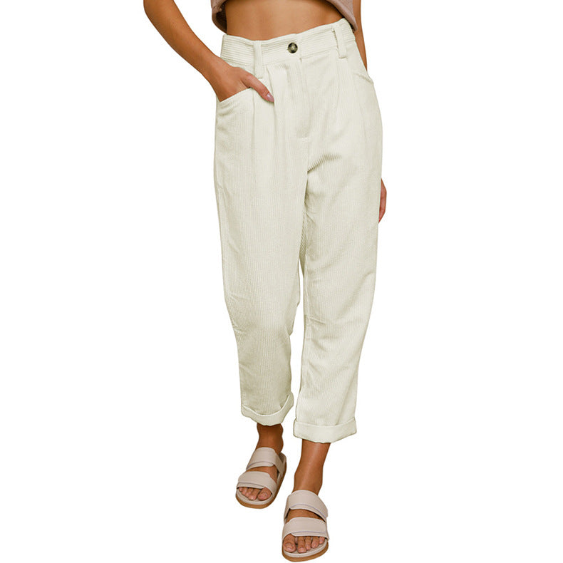 High-waisted wide-leg corduroy pants for women Lune London