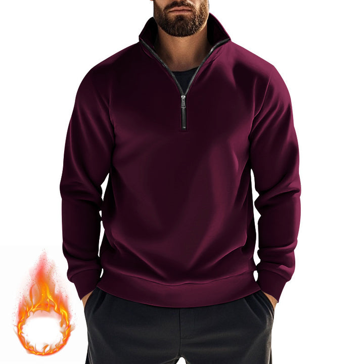 Fleece pullover for men with half-zip Lune London