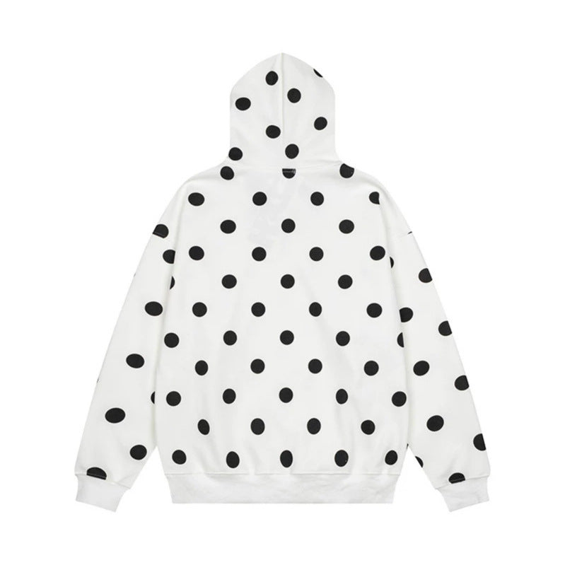 Women’s Oversize Hoodie with Polka Dot Allover and Kangaroo Pocket Amarae