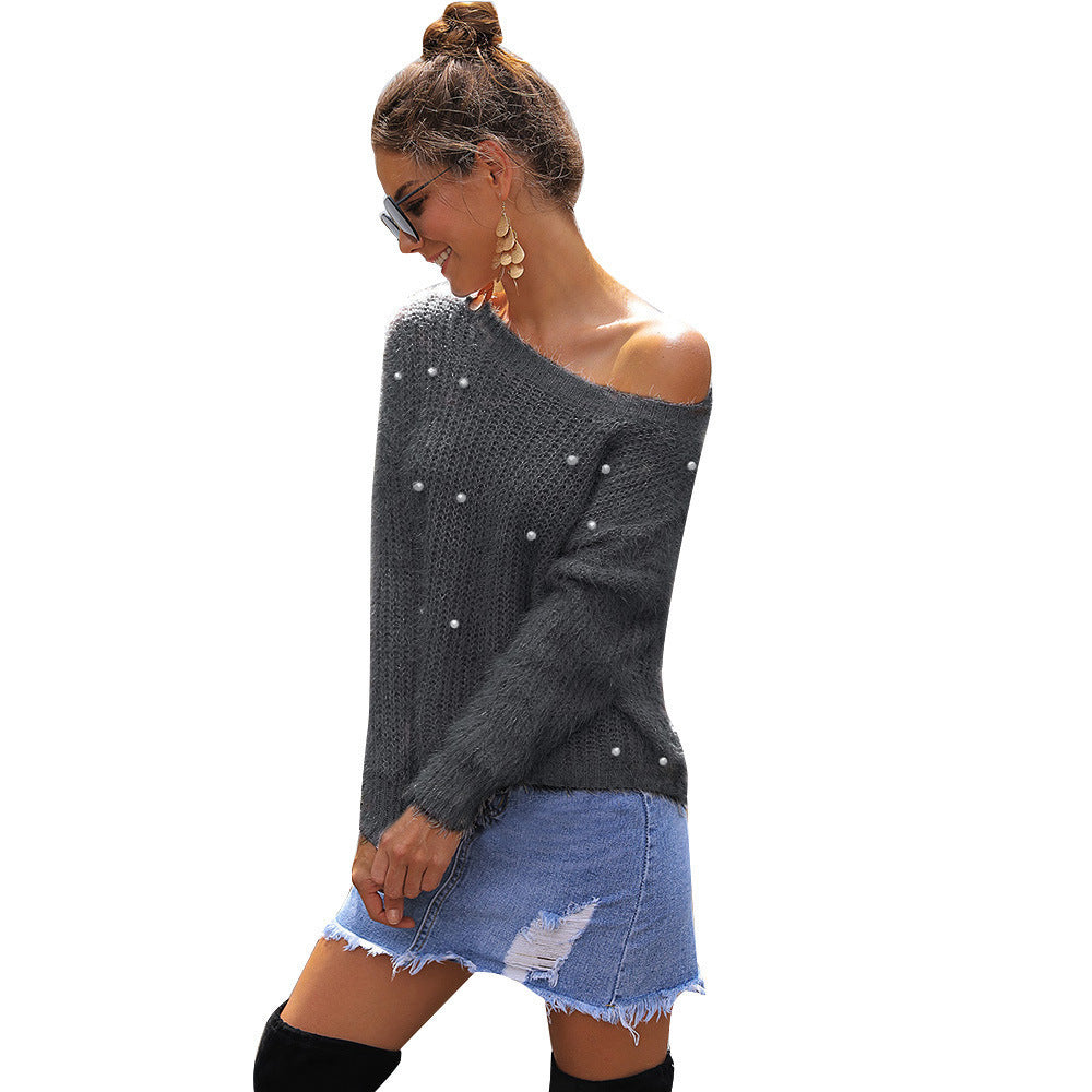 Ladies soft sweater with pearl accents Lune London